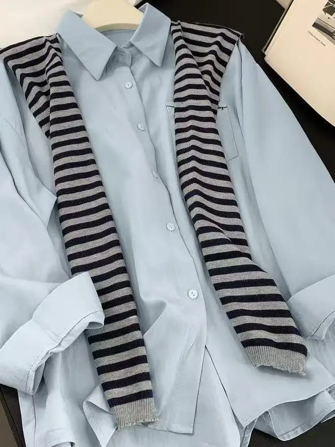 Grande taille 300 Pou Design Sense femmes irt manteau deux pièces ensemble décontracté Sle coton Polyester mélange Long col Sve