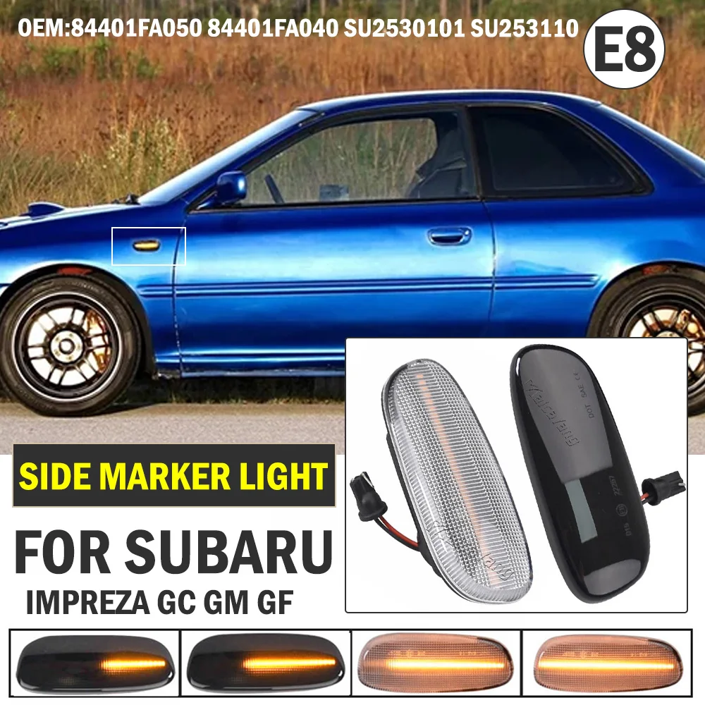 2PCS Dynamic LED Front Side Marker Turn Signal Light For Subaru Impreza GC GM GF 1993-2001 Fender Flare Lamps