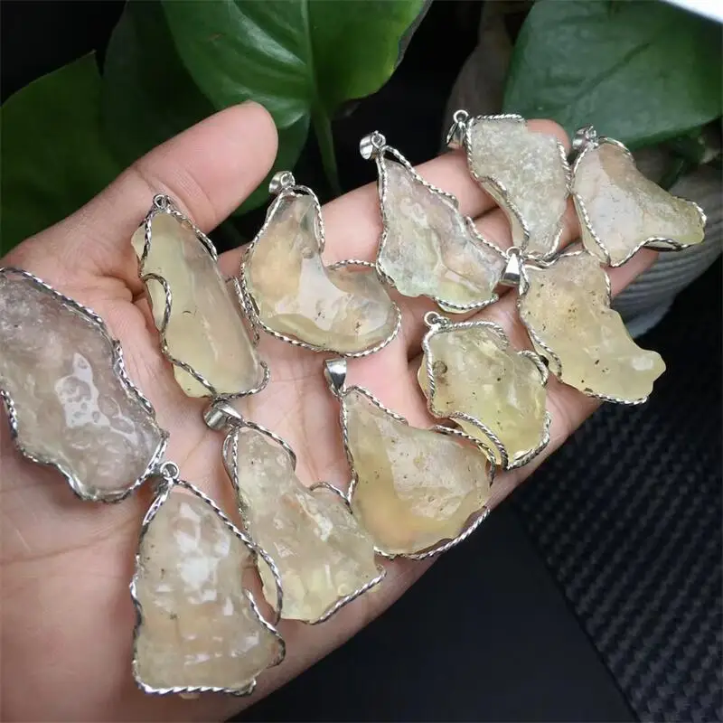 S925 Natural Freeform Libyan Meteorite Pendant Fashion Reiki Healing Fengshui Stone Crystal Jewelry Holiday Gift 1PCS