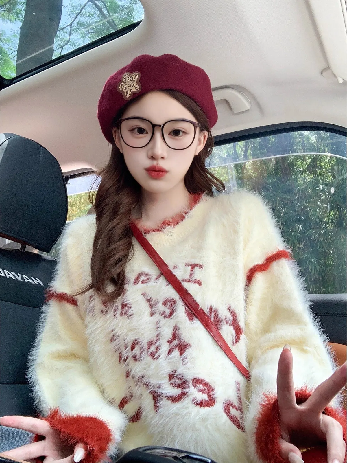 سترة نسائية محبوكة كبيرة الحجم من Thiened لون Blo نمط حروف ناعمة مريحة ريترو Sle طويلة Sve مستديرة Ne بلوفر #4