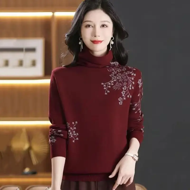

New Autumn Winter Women's Sweater Pullovers Vintage Long Sleeve Knitted Sweaters Female Clothing Bottoming Shirt Ladies Jumpers