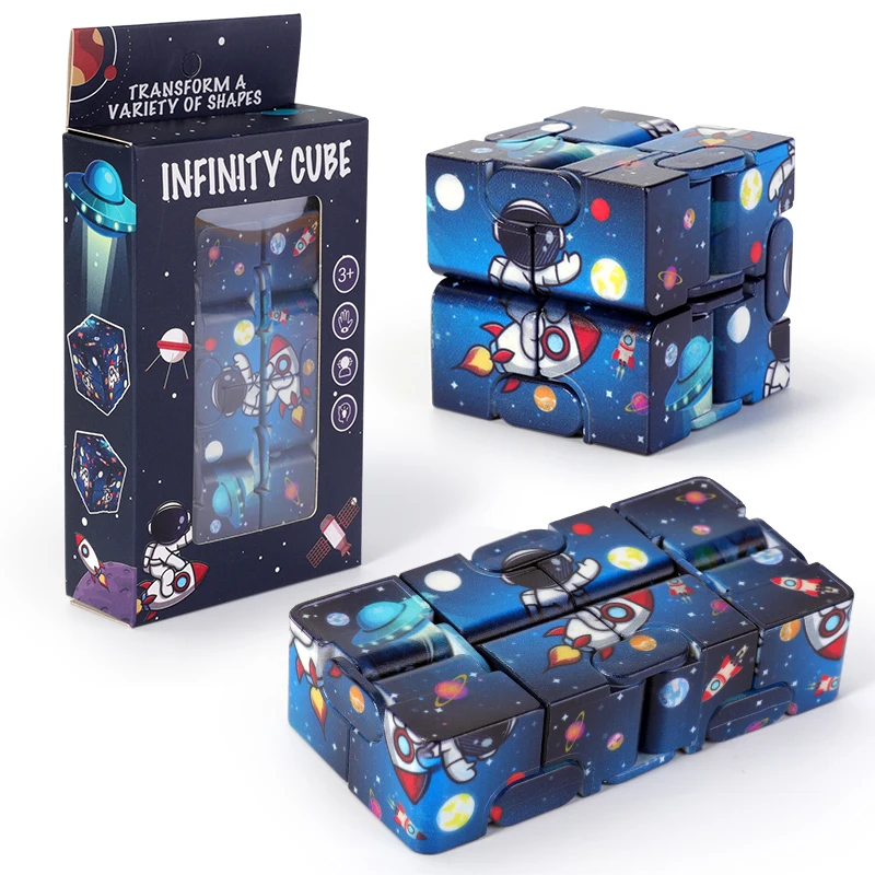 Colorful Infinite Versatile Christmas Fidget Cube Colorful Starry Sky Cube and Fidget Handle Toy Set