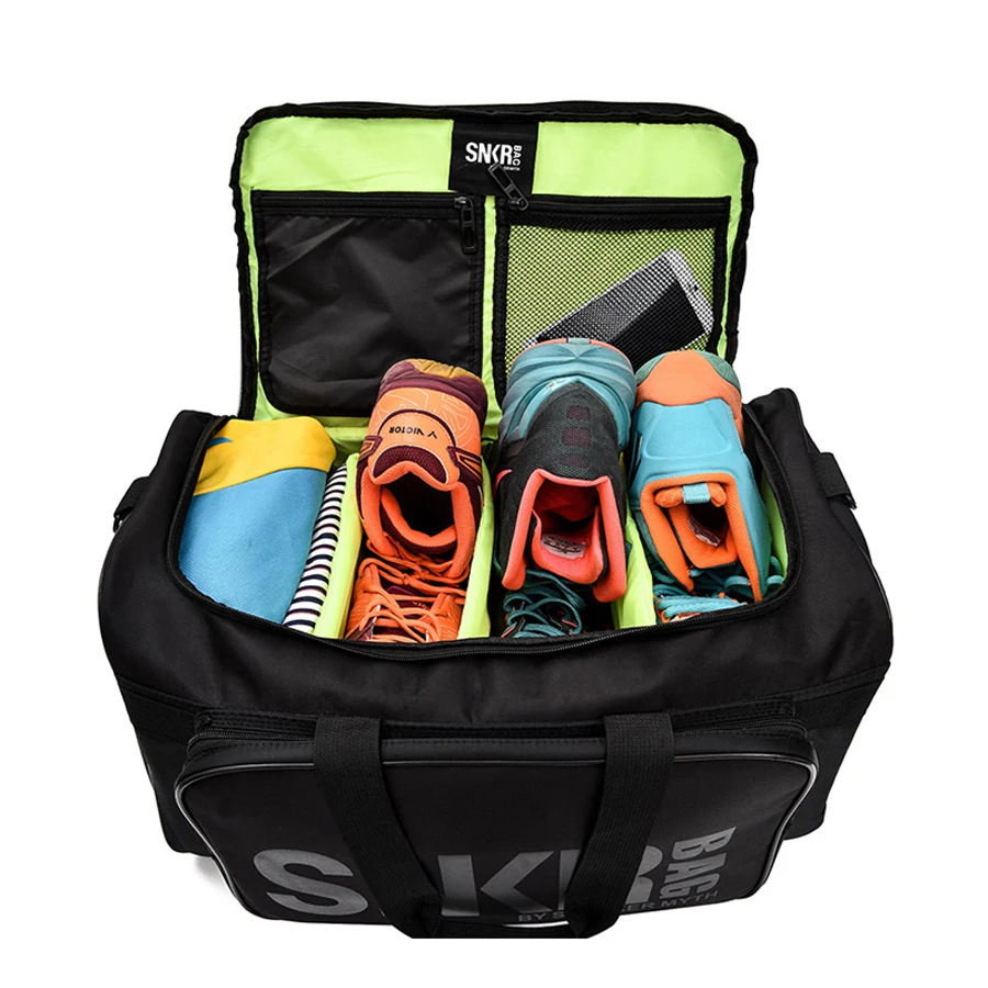 Duże torby sportowe z wieloma przegródkami na siłownię Mężczyźni Sneaker Gym Bag Shoes Packing Cube Organizer Wodoodporna torba na ramię SNKR