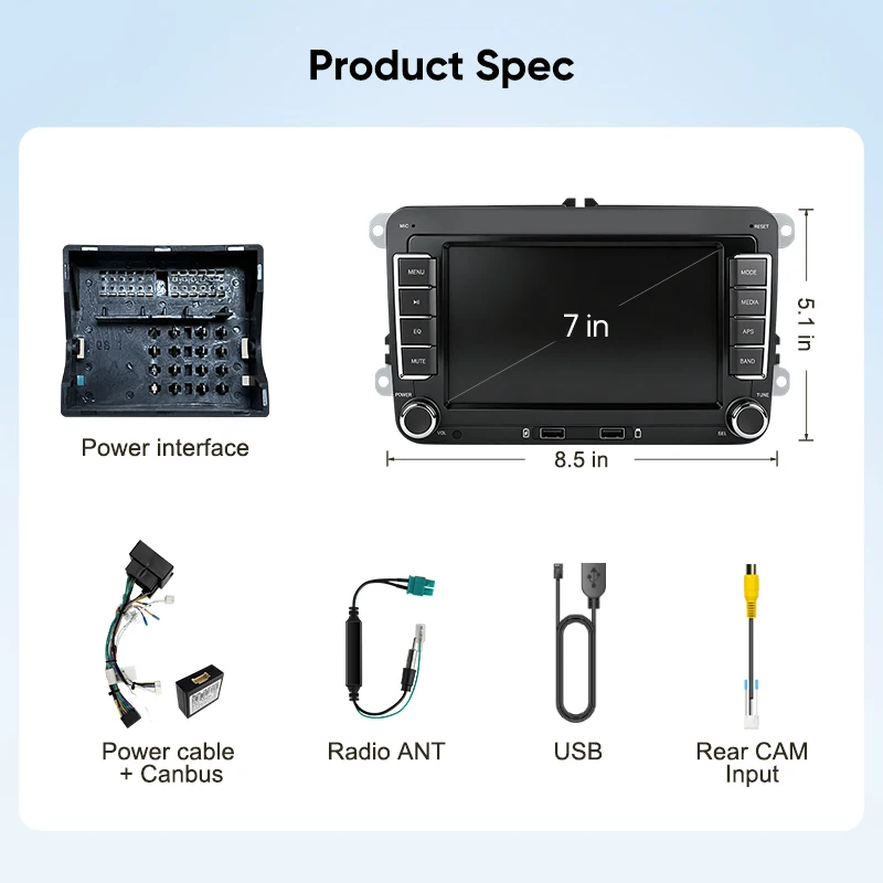Radio de coche AINAVI de 7 pulgadas para VW Volkswagen Skoda Octavia Golf 5 6 Touran Passat B6 B7 Polo Jetta Bora Android Multimedia Carplay 6