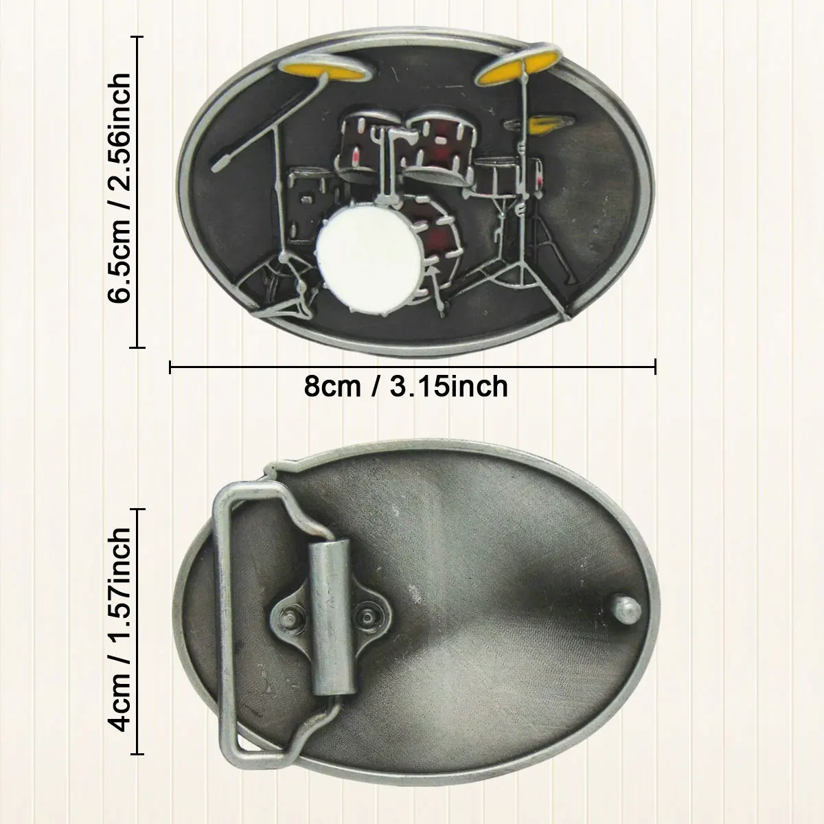 Drum Kit Belt Buckle Vintage Enamel Metal Belt Buckle for Men Western Cowboy Rock Music Drummer Waist Belt Accessories