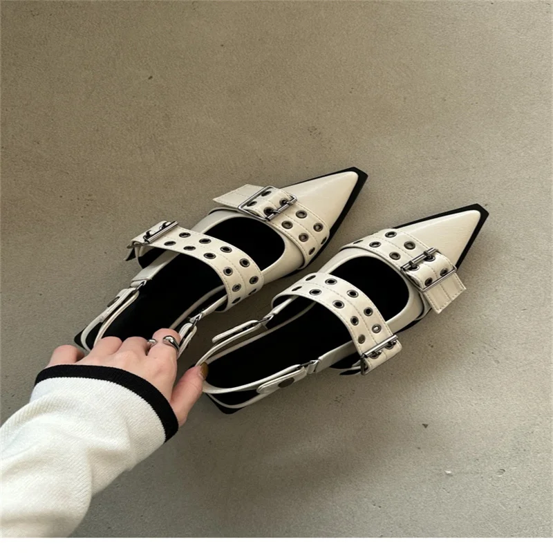 

French Style Pointed Toe Mary Jane Shoes Retro Medium Thick Heel Shoes for Women with Skirts and Small Leather Shoes