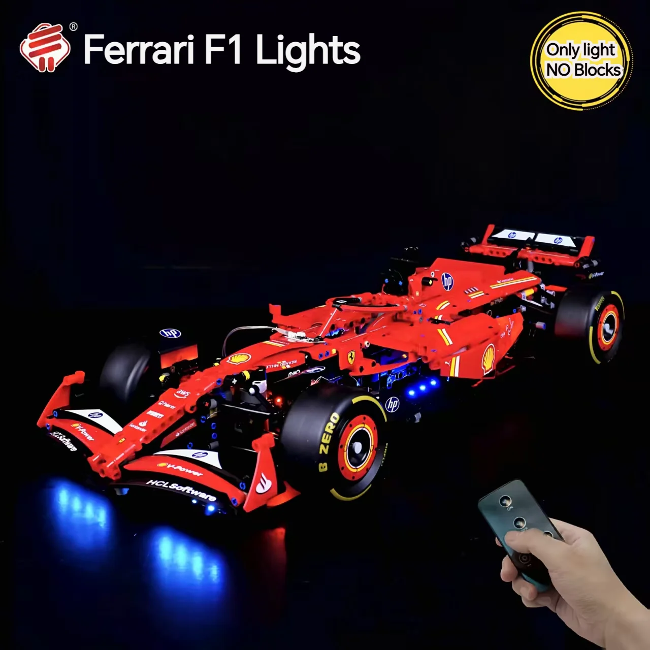 Kreatives LED-Lichtset, geeignet für Lego 42207 Ferrari SF-24 F1 Auto-Bausteinspielzeug (nur Licht, kein Block)