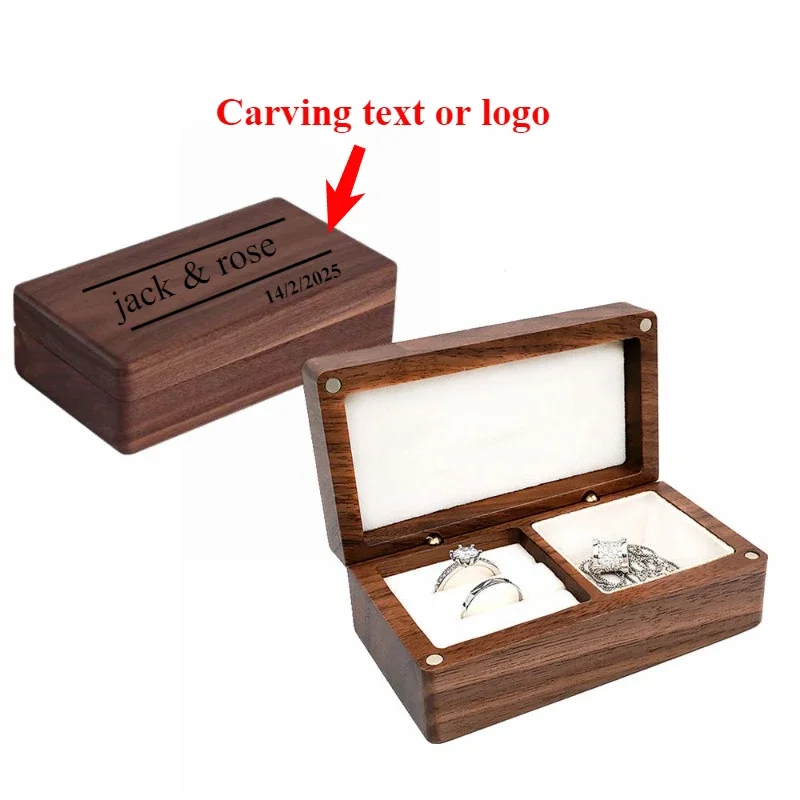 

Personalized Engraved Black Walnut Jewelry Box for Rings, Earrings, Necklaces, Bracelets, and Watches