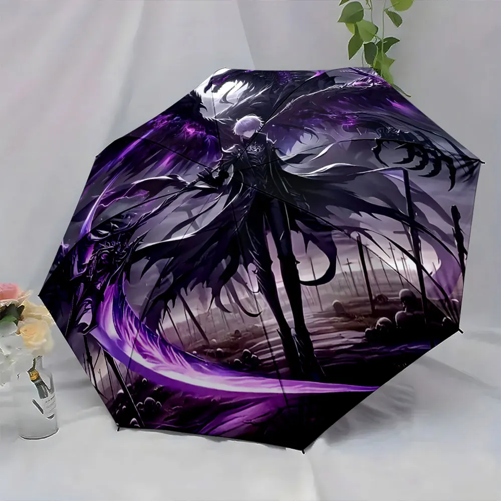 1PC Dark Dragon Warrior Printed Umbrella Print 8 Iron Ribs Folding Umbrella Auto-Open Fashion Sunshade