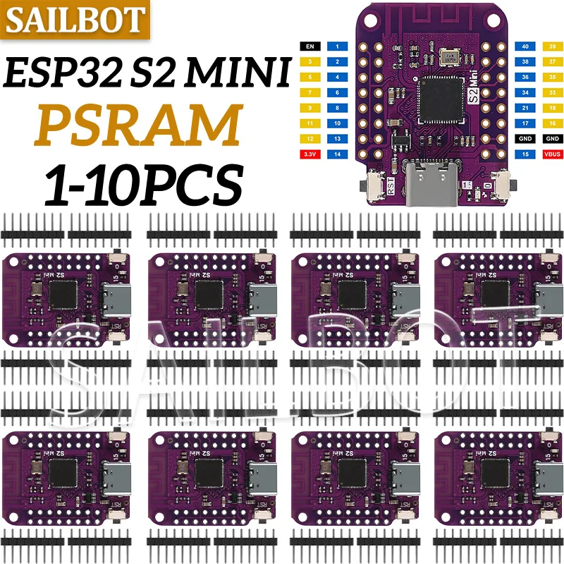 1-10PCS ESP32 S2 Mini V1.0.0 - LOLIN WIFI IOT Board based ESP32-S2FN4R2 ESP32-S2 4MB FLASH 2MB PSRAM MicroPython Compatible