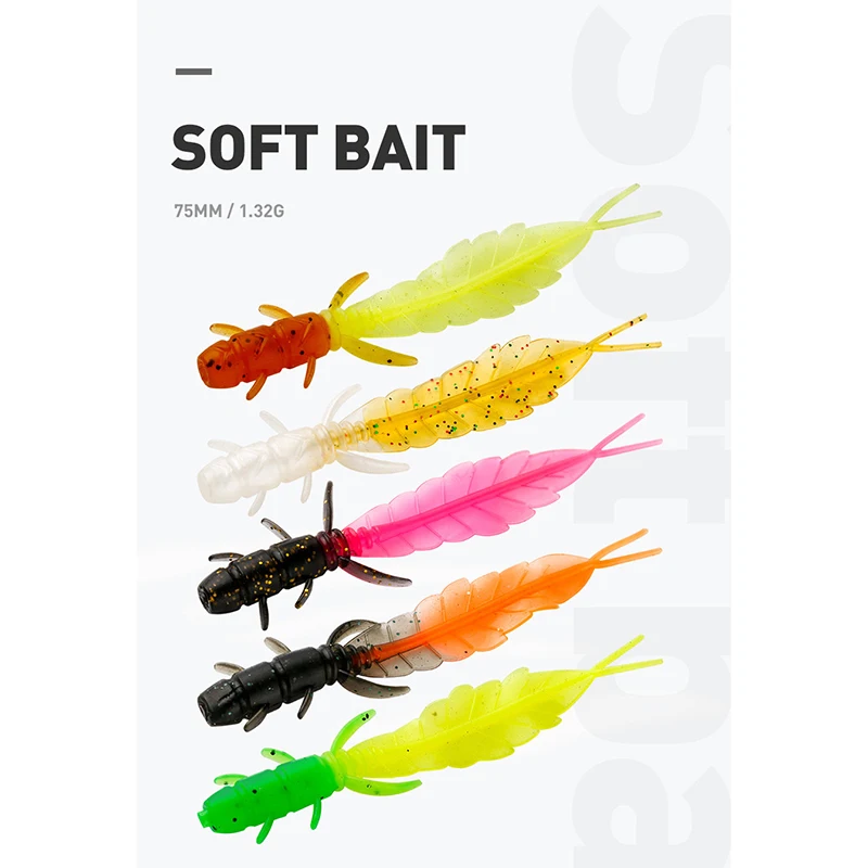 30pcs Luya Soft Baits Boxed Micros 75mm/1.3g Two-Color Pintail False Bait Root Fishing