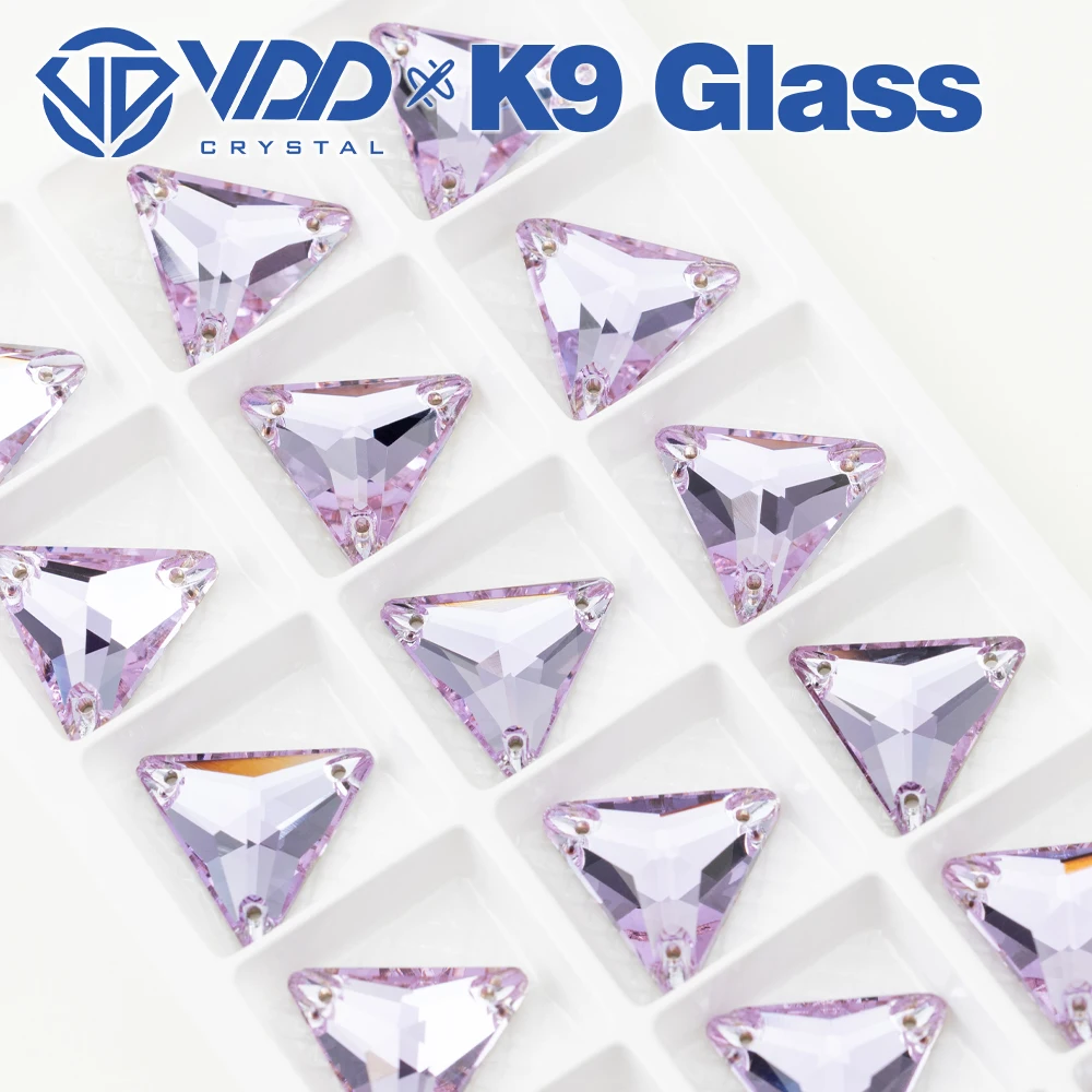 VDD S122 Violett Dreieck AAAAA Top-Qualität K9 Glas Aufnähbare Strasssteine Kristall Flache Rückseite Nähsteine für Kleidungsdekorationen – Detail 6
