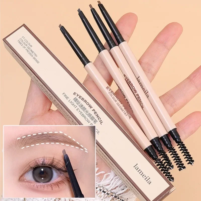 Black Brown Grey Eyebrow Pencil Lasting Waterproof Non-Smudged Double Head Matte Eye Brow Pen Tint with Brush Makeup Cosmetics