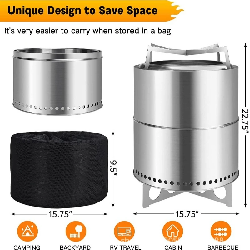 

Outdoor camping grill, portable double removable stove, smokeless stove