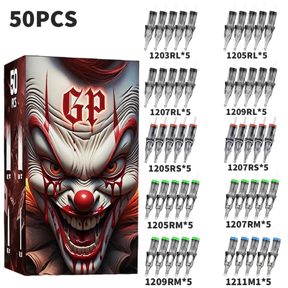 50Pcs Goldplume Joker Tattoo Cartridge Needles Sterile RL RS RM M1 for Rotary Tattoo Pen