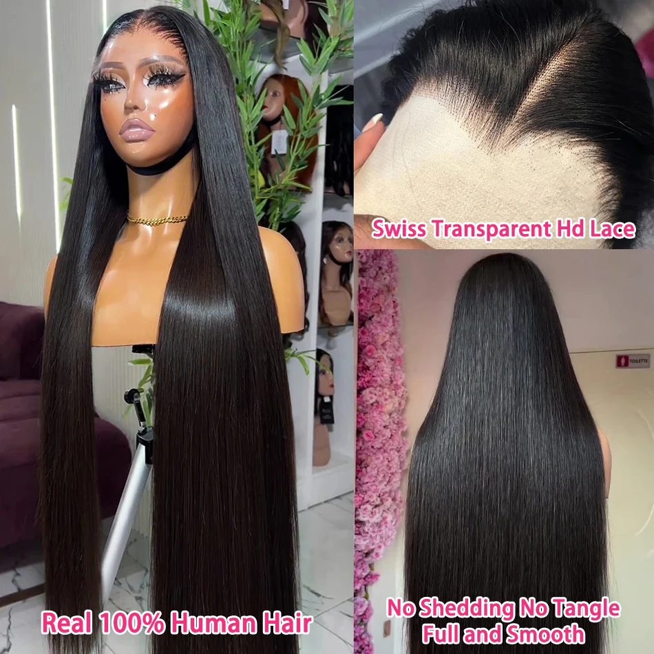 200 Density 13x4 Bone Straight HD Transparent Lace Front Human Hair Wig Brazilian Remy Pre Plucked Lace Frontal Wigs For Women