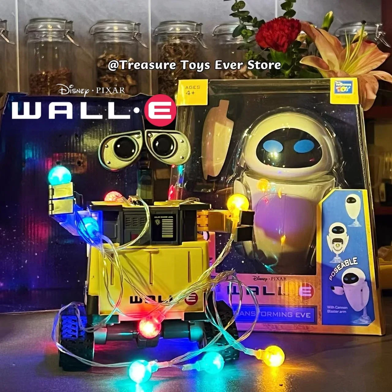 

Official Disney Pixar Transformable Robot Set-WALL-E & EVE Auto-Transforming Figures with Movable Joints, Trend Toy Gift for Kid