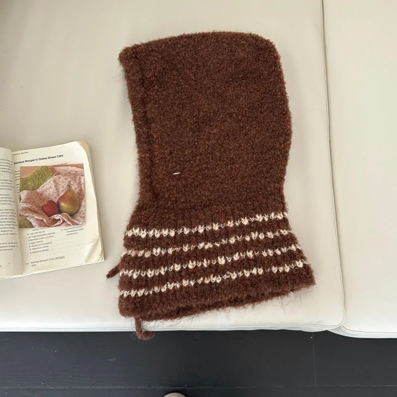 Modische und vielseitige warme gestrickte Wollmützen für Herbst und Winter, lässiger Schal, Nackenschutz, Skullies-Mützen für Damen