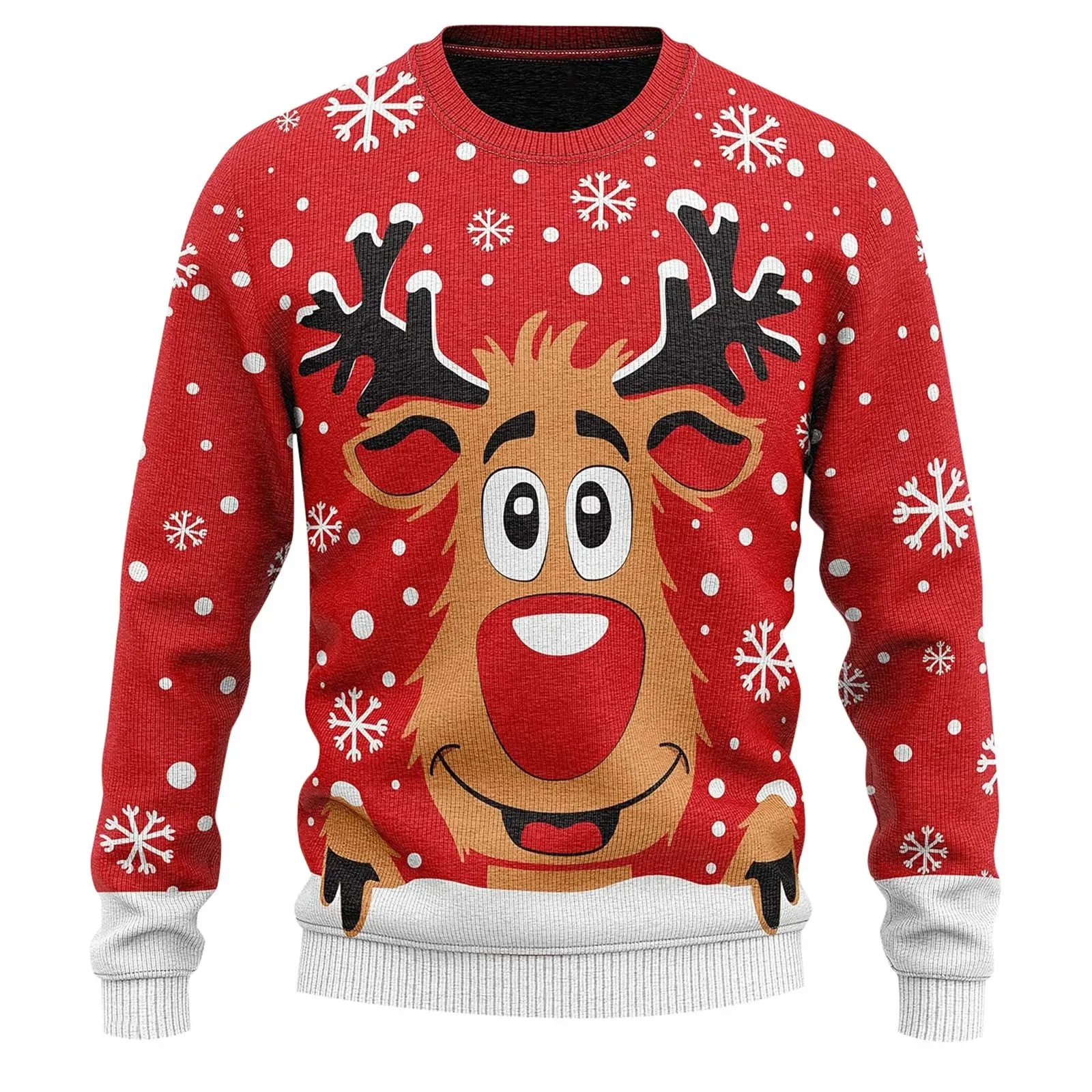 2024เสื้อกันหนาวผู้ชายใหม่ปีคริสต์มาสReindeer TopsของขวัญSanta Claus MockคอPullover 3dเสื้อกันหนาวฤดูใบไม้ร่วงฤดูหนาวเสื้อผ้าStreet