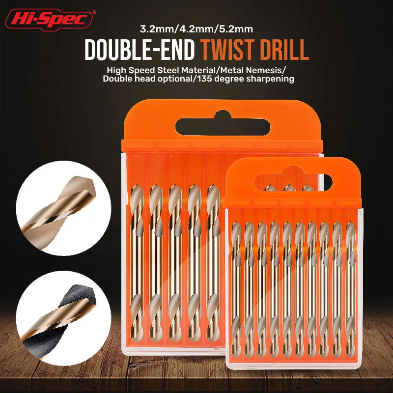 

3.2/4.2/5.2mm Double-End Twist Metal Drill Bits Set Woodworking drill bit High Speed Steel For Industrial Punch Tool Kit​​
