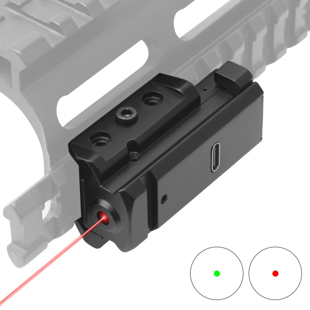 Tactical Red Green Dot Laser Sight Compact Pistol Laser Sight USB Rechargeable Gun Laser Pointer Hunting Airsoft Accessory 20mm