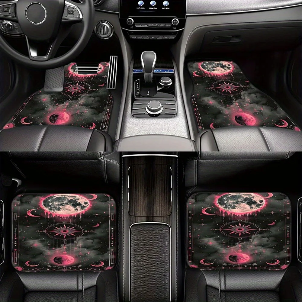 Tapis de sol de voiture Dark Moon, intérieur de voiture élégant pour voitures compactes, fourgonne, SUV et plus approprié au cadeau, 1 pièce/2 pièces/4 pièces
