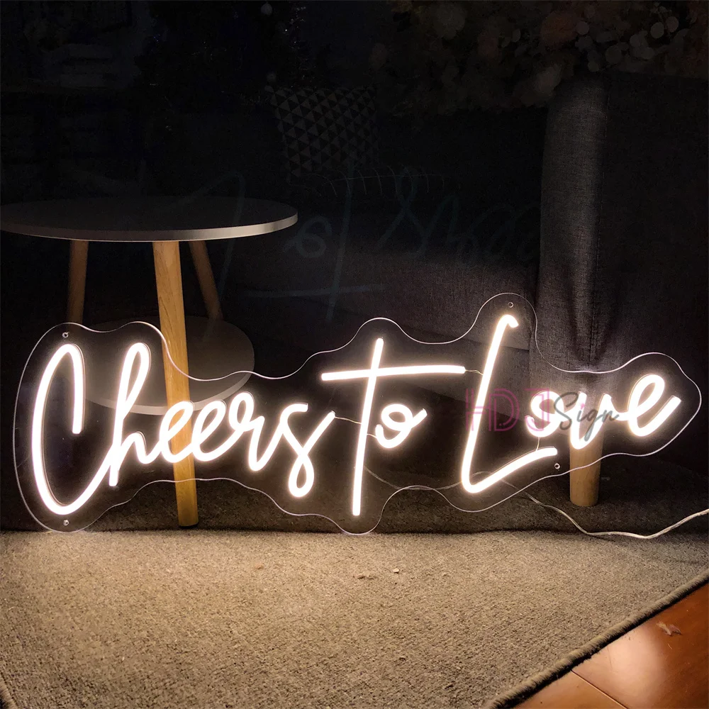 Luces de neón LED para decoración de boda, letrero de neón Led Cheers To Love, decoración estética para habitación, letrero LED de neón para colgar