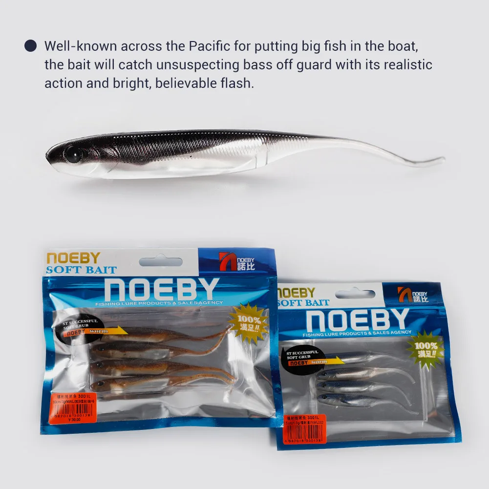 Noeby Swing Impact Soft Bait 7.5cm 1.3g 10cm 3g Fishing Lure Artificial Needle Pin Tail Silicone Baits Thread Worm Soft Lures