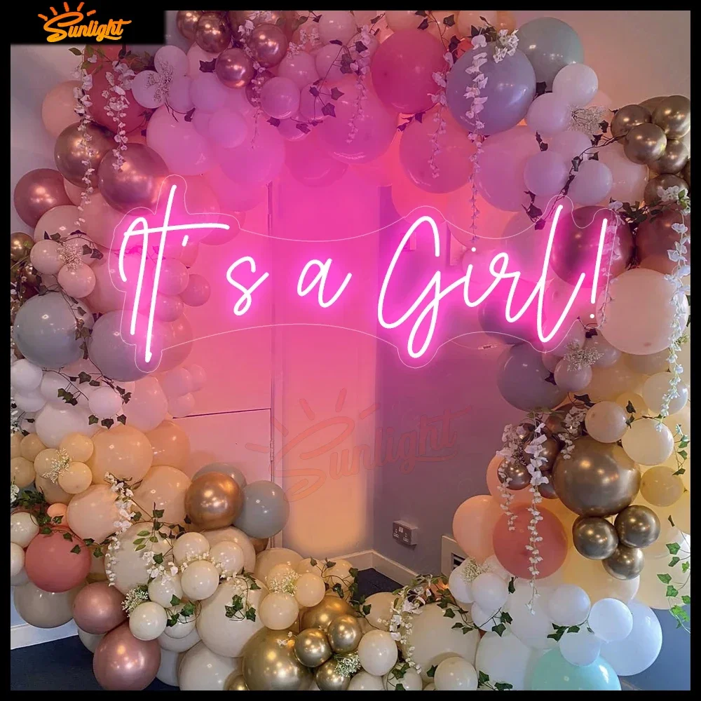 

Custom Light Signs 75x28cm It’ s a Girl Neon Signs Birthday Party Wall Decoration LED Personalize Flex Name Sign for Home Decor