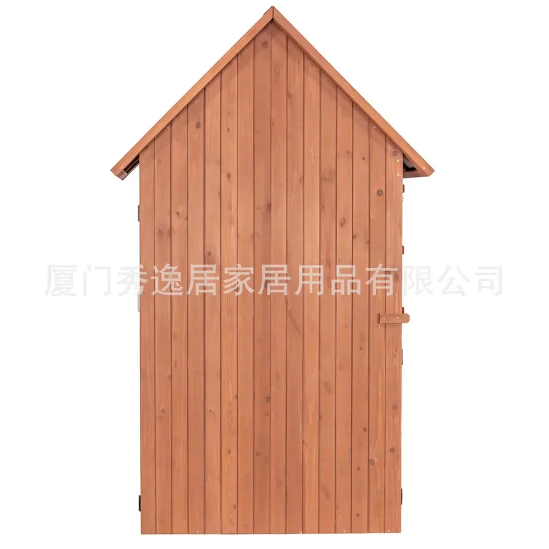 Outdoor Solid Wood Tool Storage Cabinet Garden Shed Organizer for Lawn Mower Rake Shovel Weatherproof Vertical Locker