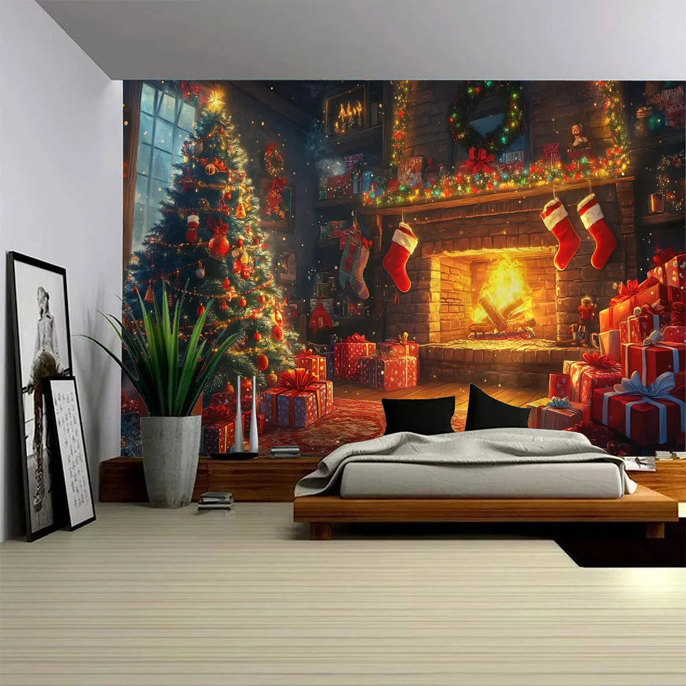 

Christmas tapestry wall hanging Christmas day home decoration Christmas warm room decoration printing large size tapestry