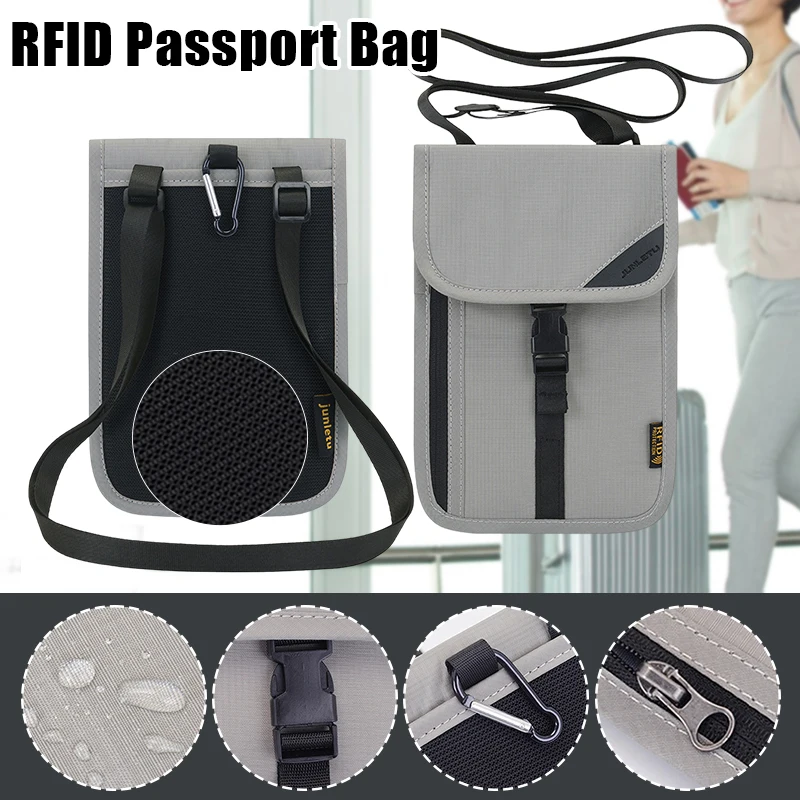 Waterproof Travel Passport Holder Bags Anti-theft Document Storage Bags Portable RFID ID Credit Card Organizer Neck Pouch