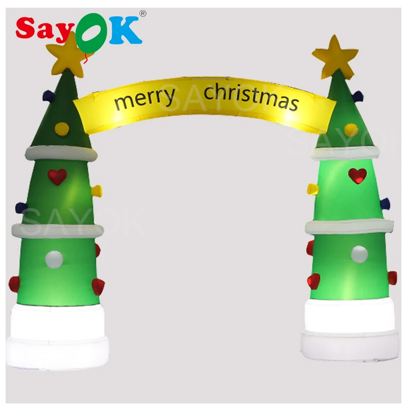 

Inflatable Christmas Tree Arch Entrance Inflatable Christmas Archway With Air Blower&lights For Indoor/outdoor Decoration