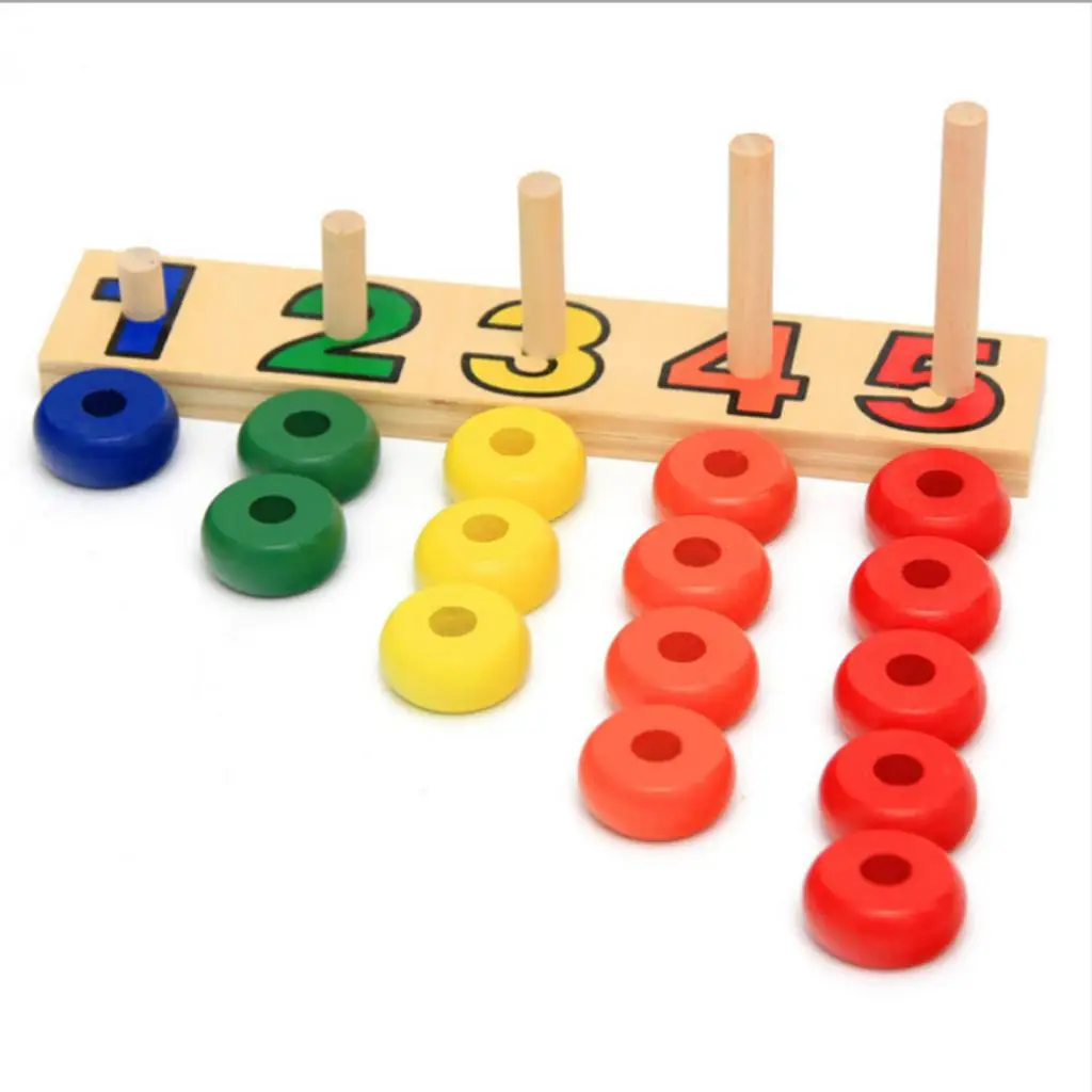 Wooden Montessori Toy Stacking Block of Geometry and Numbers Early Educational Toy for Children