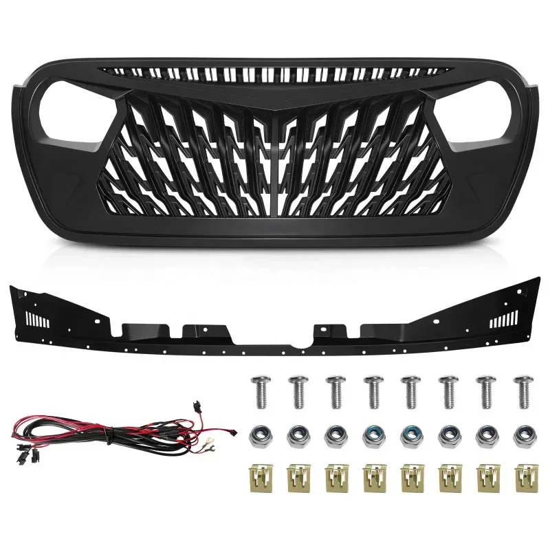 Front Replacement Shark Grill For 2018-2023 Jeep Wrangler JL JT