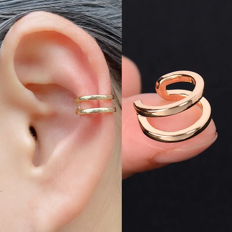 Stackable Earrings Without Ear Hole Star Wrap Clip On Earrings Earcuff for Women Ear Screen Climb Cuffs Fake Piercing One pair