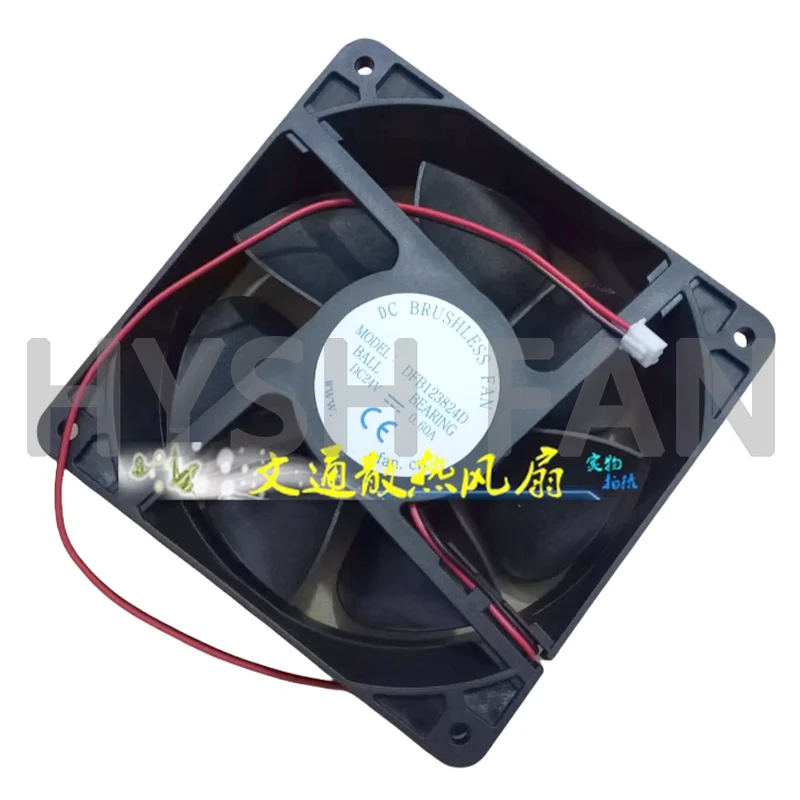 New DFB123824D DC24V 0.60A Cooling Fan Large Air Capacity 2-wire Fan 12CM