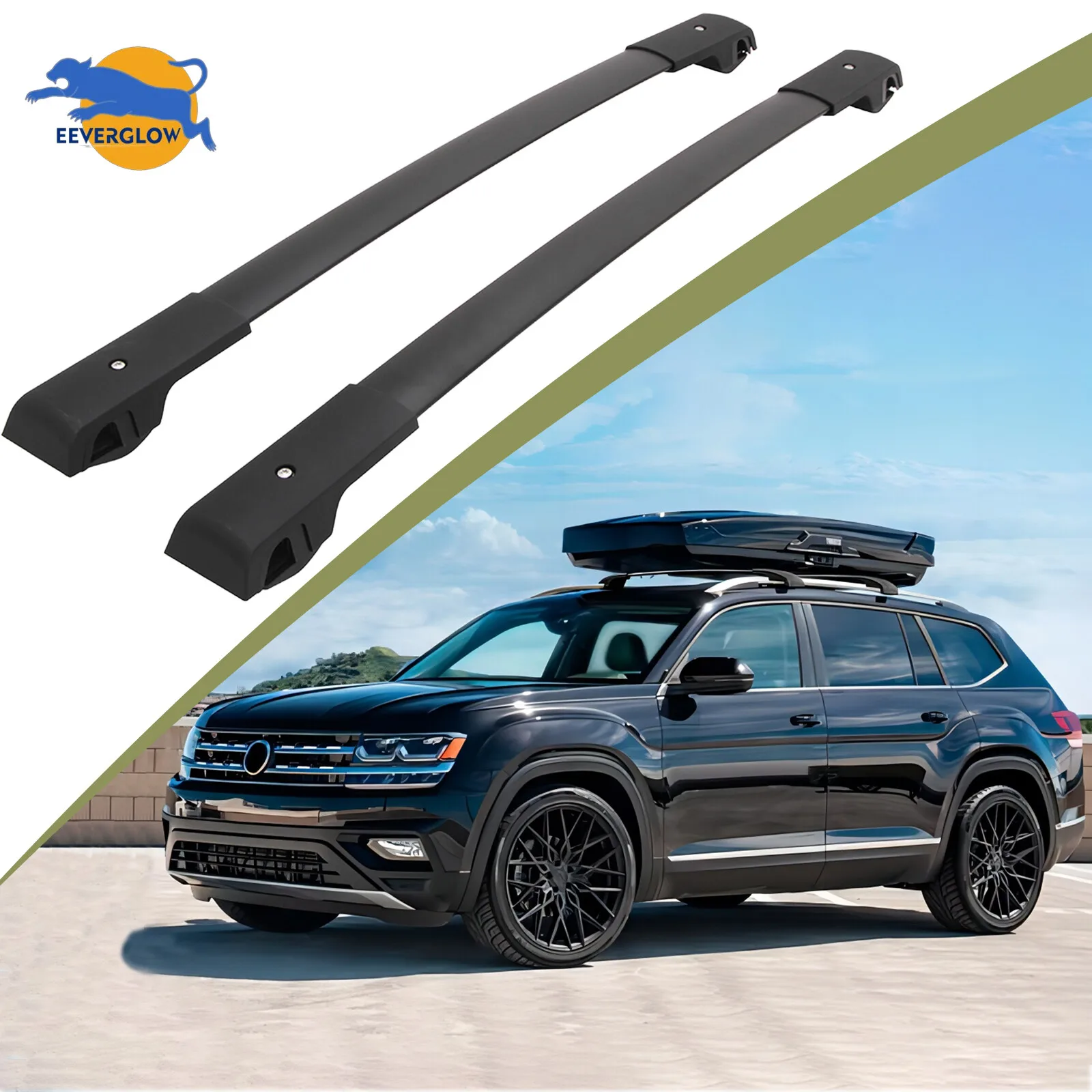 

2PCS Cross Bars Roof Rack Rails fit for Volkswagen ATLAS 2017-2024 Luggage Black