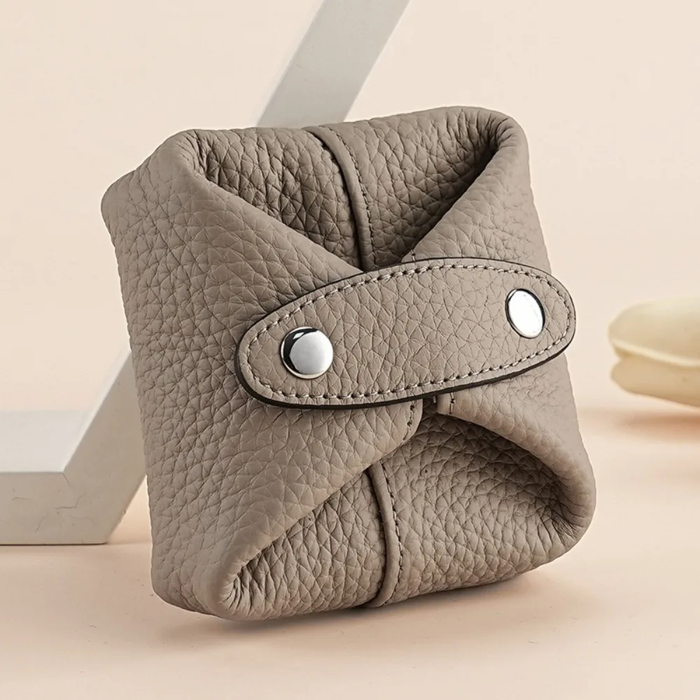 Solid Color Cowhide Coin Purse Multi-function Korean Style Coin Purse Mini Cosmetic Bag Car Key Storage Small Earphone Bag