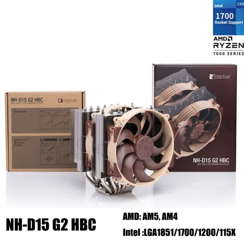 Noctua NH-D15 G2 8 heat pipe computer radiator,With 2 NF-A14x25r G2 PWM/NM-SD1 screwdriver and NT-H2，Asymmetric cooling fins set