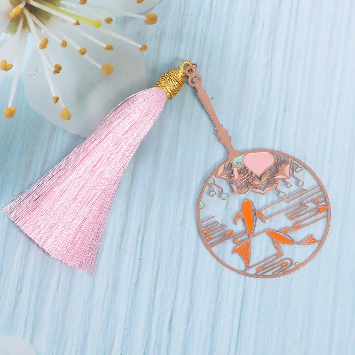 ที่คั่นหนังสือแม่เหล็กแม่เหล็กสวยงามสไตล์จีนสร้างสรรค์การพิมพ์พืชสีทอง