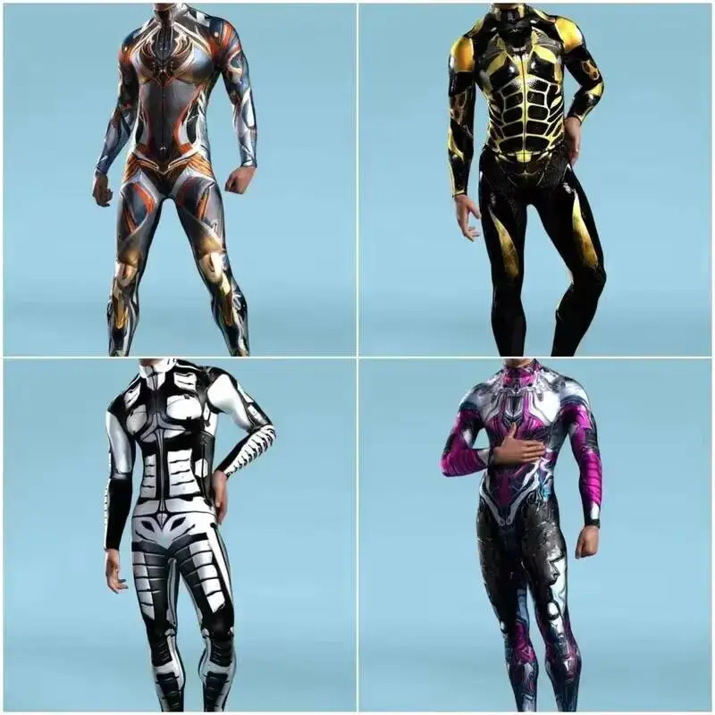 

Kid Men Woman Burnning Man Festival Outfit Female Party Catsuit Zentai Bodysuits Pink Green Print Costume Carnival Jumpsuit