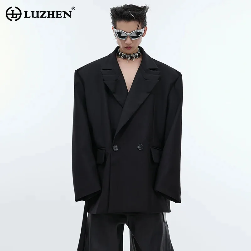 LUZHEN 2024 Fashion Pleated Design Solid Color Suit Jackets Original Elegant Trendy Luxury Korean Clothes Men\'s Blazers LZ4733