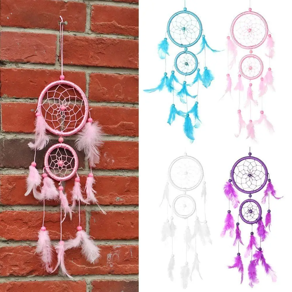 Religious Mascot Handmade Tapestry Catching Up Feathers Wall Hanging Feather Weaving Dream Catcher Wind Chimes