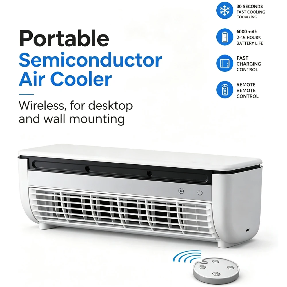 Air Conditioner Fan Wall Mounted Ductless Portable AC-Unit With Remote Control Powerful Airflow And Mist Cooling For Small Room