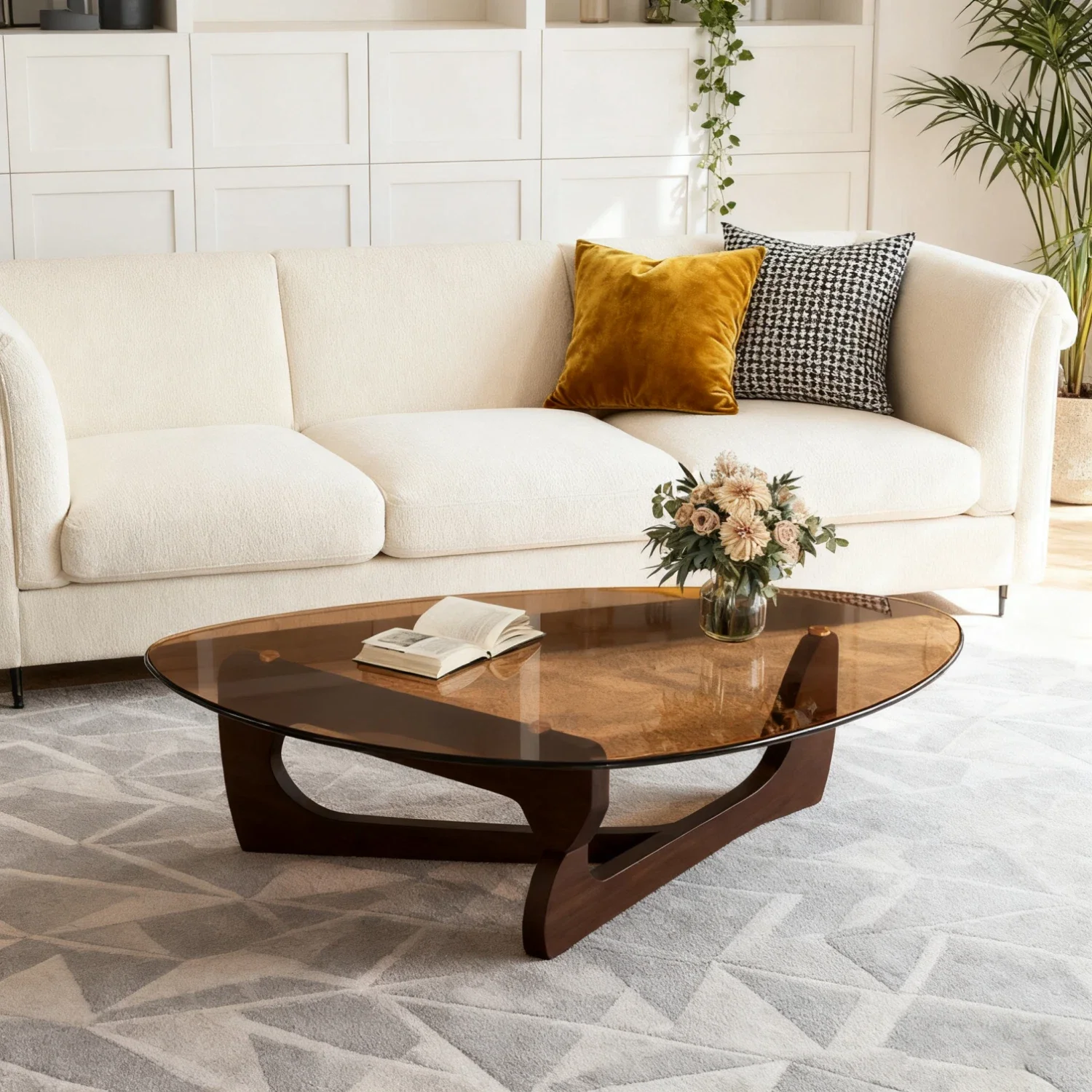 FATIVO الحديثة غير النظامية مركز الجدول غرفة المعيشة لهجة طاولة القهوة أريكة طاولة جانبية مع العنبر الملون الزجاج المقسى العلوي #4