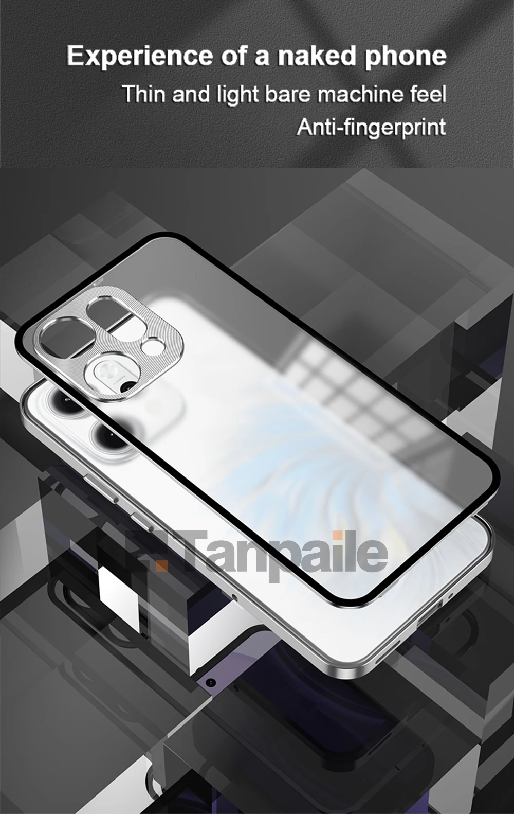 Aluminum Metal Bumper for OPPO Reno14 Pro Case Back Frosted Glass Lock Cover Funda