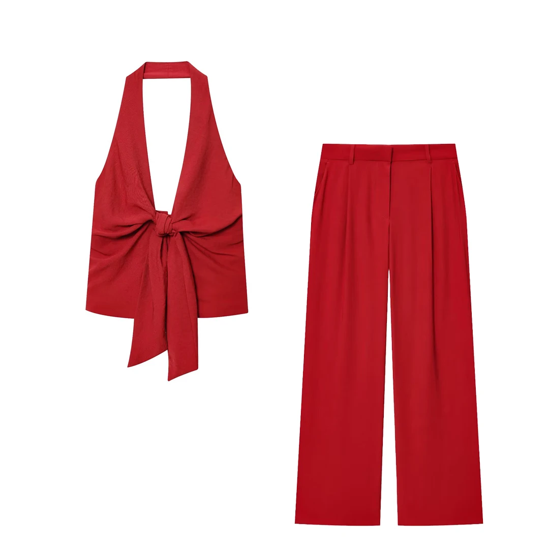 KASLEAD новый женский модный комплект Ne жилет широкие брюки костюм из двух предметов европейские длинные брюки осенняя коллекция
