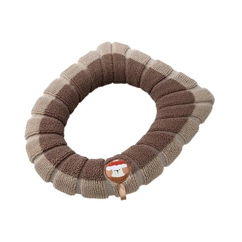 ~Wholesale Color Block Portable Knitted Toilet Mat Thickened Washable Antifreeze Toilet Cover Thickened Knitted O Type Universal
