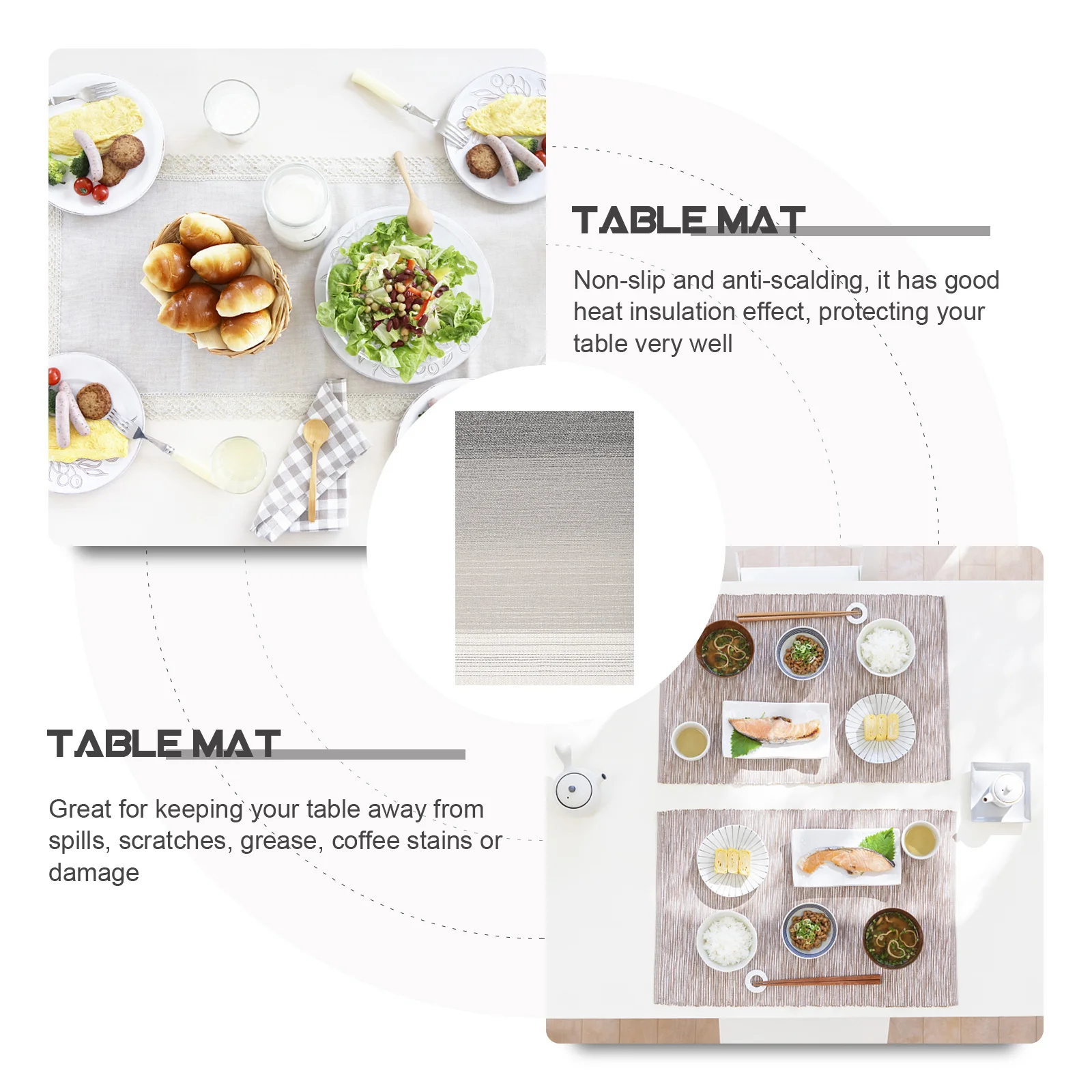 

6 шт. прямоугольные полиэстеровые салфетки из ПВХ, моющиеся многоразовые настольные коврики для дома, отеля, столовой, декоративные теплоизоляционные коврики для столовых приборов